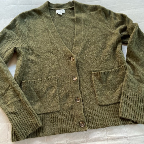 J. Crew Extra Soft Green Cardigan Sweater Wool Blend Elastane Size Medium - Picture 5 of 10